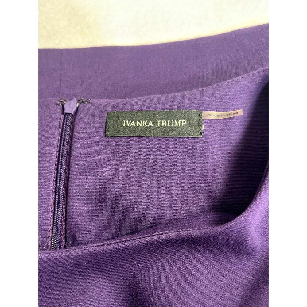 Ivanka Trump Purple Sleeveless Sheath Dress Pleated Side Gold Zipper Detail - Picture 5 of 5